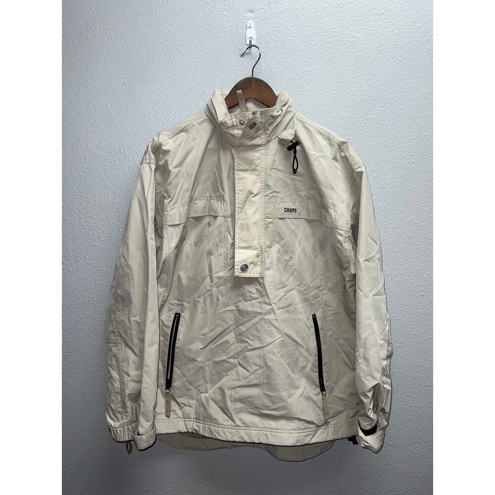 Chaps Ralph Lauren Windbreaker 1/2 Zip Beige Brown Anorak Pullover Oversized